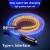 Super Fast Charging Rgb Gradient Data Cable With 66w Power For Apple Huawei Android Devices