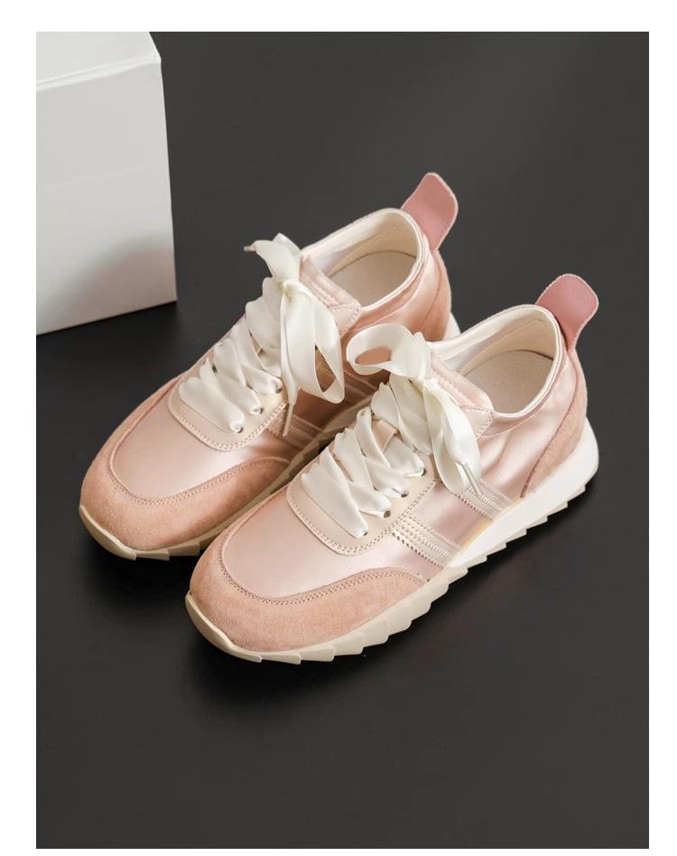 

Leather version~ inner height increase ballet silver German training shoes women s summer breathable satin small casual sports Forrest Gump shoes 40