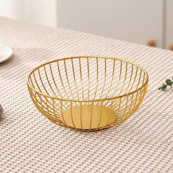 Household Fruit Plate Thickened Iron Fruit Bowl with Large-Capacity Draining Design for Kitchen Countertop Storage Anti-Rust Snack Basket Creative