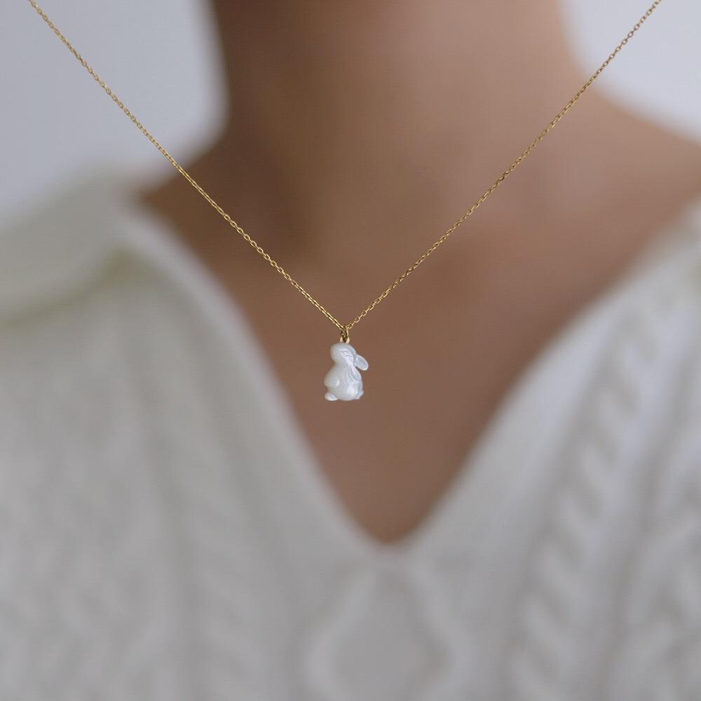 Rabbit Shape Rabbit Pendant Necklace Simple Sweater Chain Necklace  Mid-Autumn Festival Gift