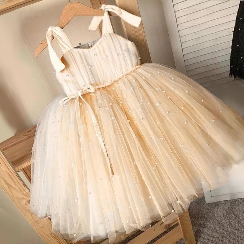 Summer Baby Girls Party Dress Kids Bow Fluffy Tutu Gown Flower Girls Blue Dresses Wedding