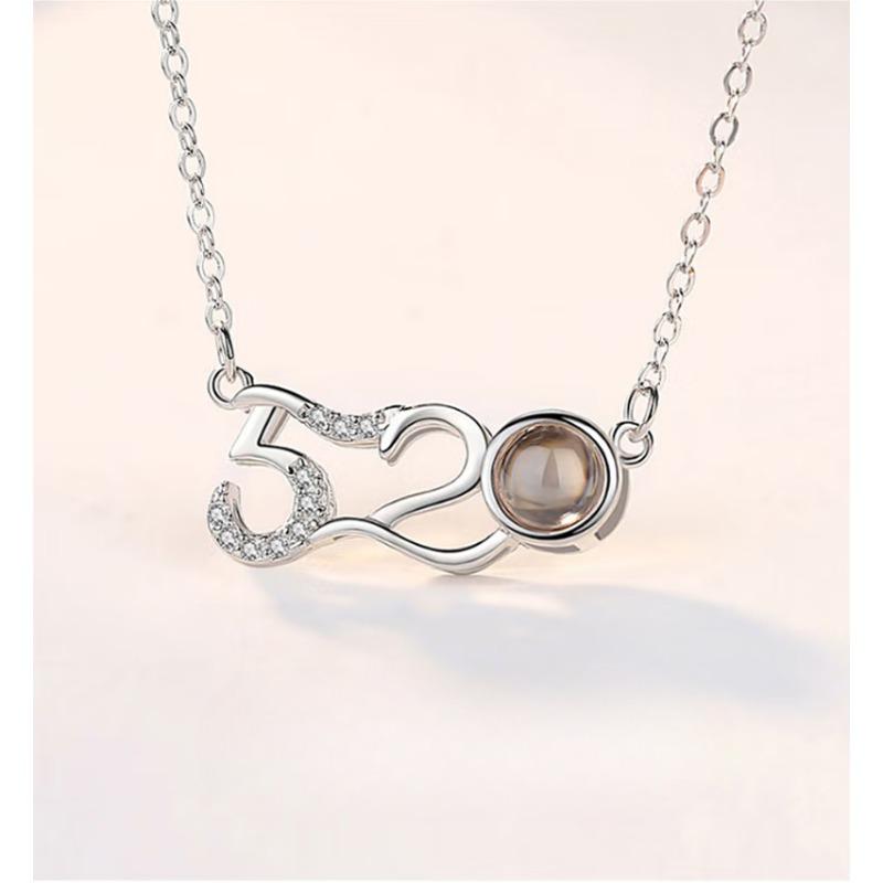 520 Miluji tě Stříbrný náhrdelník 925 pro ženy 100 jazyků Miluji tě Pamětní stříbrný přívěsek Řetízek na klíční kost Módní ozdoba