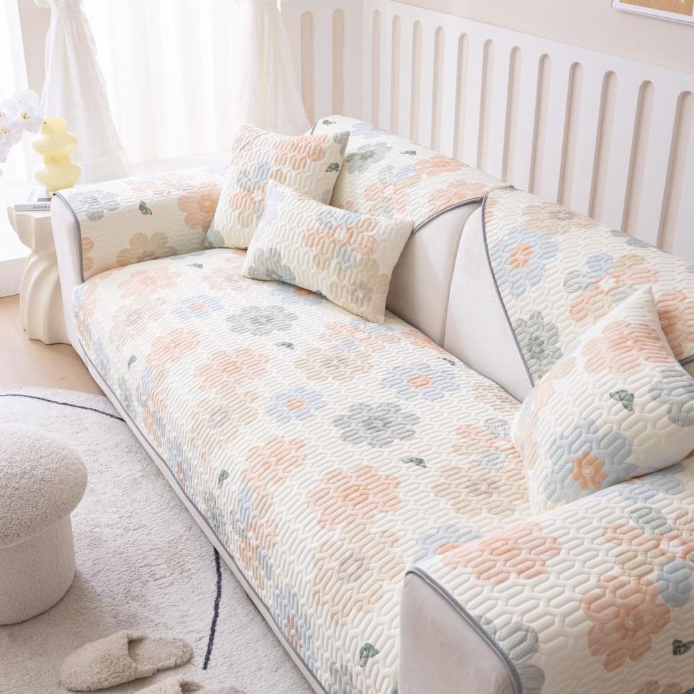 Living Room Anti-slip Couch Sofa Cover Summer Nordic Latex Flower Print Sofa Cushion Cover Slipcover Funda