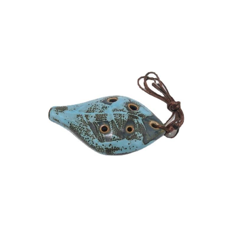 1pc Ancient Chinese Style Ocarina, Six-hole Handmade Ocarina Instrument, Pleasant Sound, with Lanyard, Like A Leaf