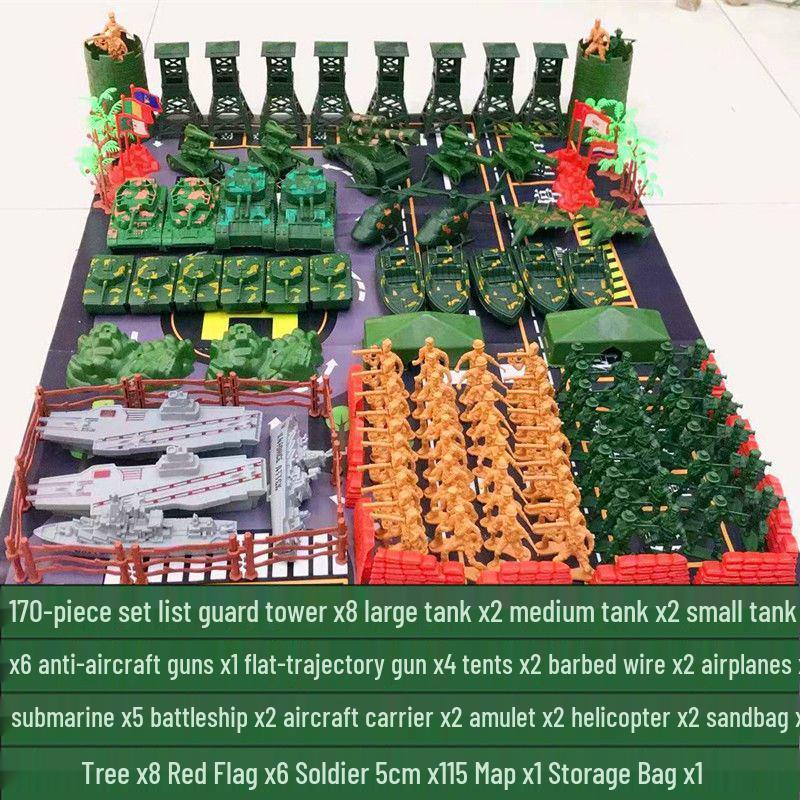 80s Nostalgic Toy Soldiers Sandbox Set: WWII Model Tank Battle for Kids