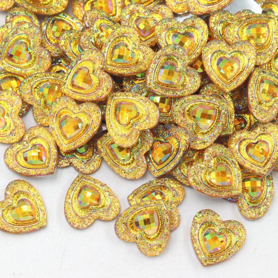50pcs 14mm heart-shaped resin rhinestone scrapbook suitable for jewelry making DIY charm decoration