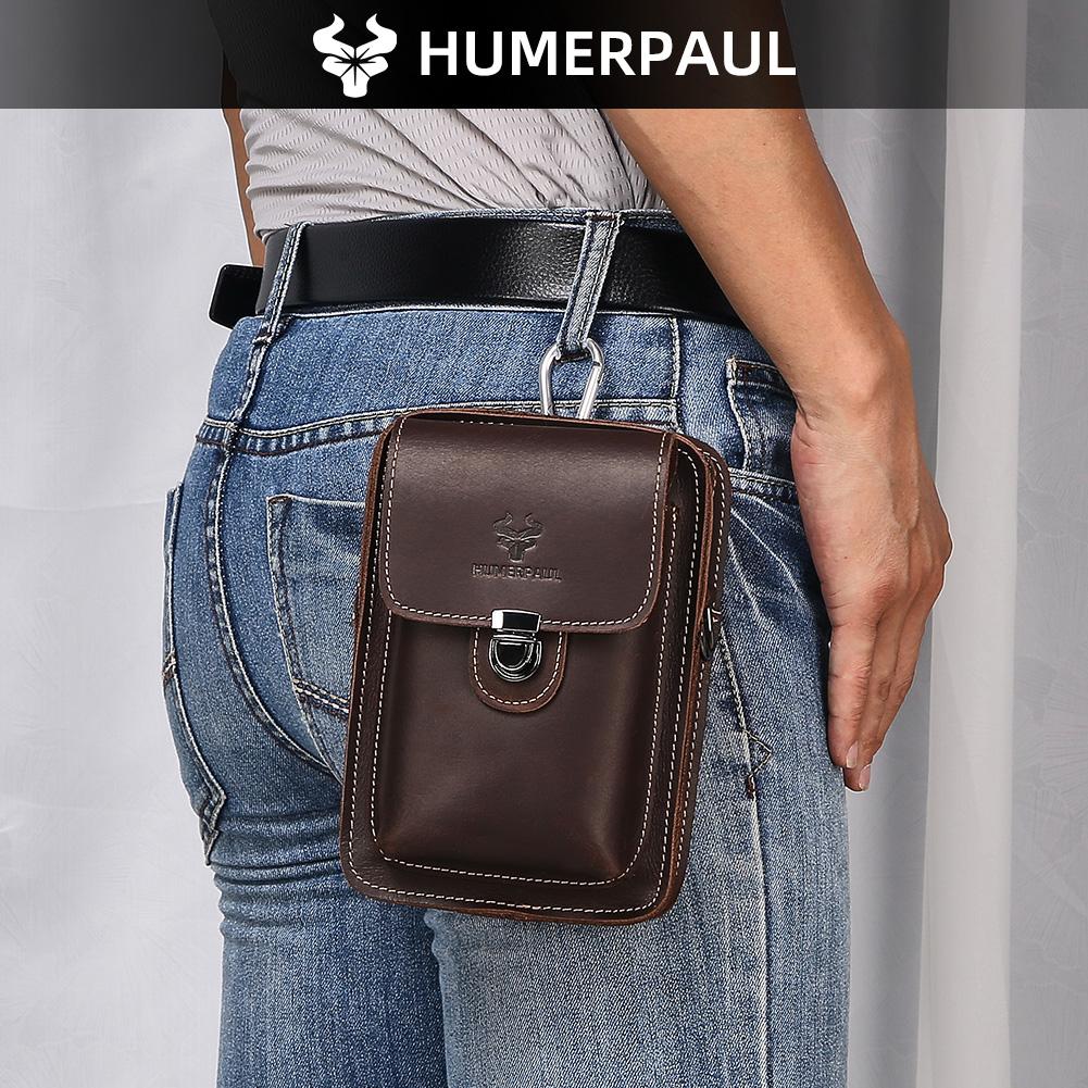 Humerpaul New Men Bags First Layer Cowhide Shoulder Bag Retro Messenger Bag Multi-function Tool Storage Bag Sports Waist Bag