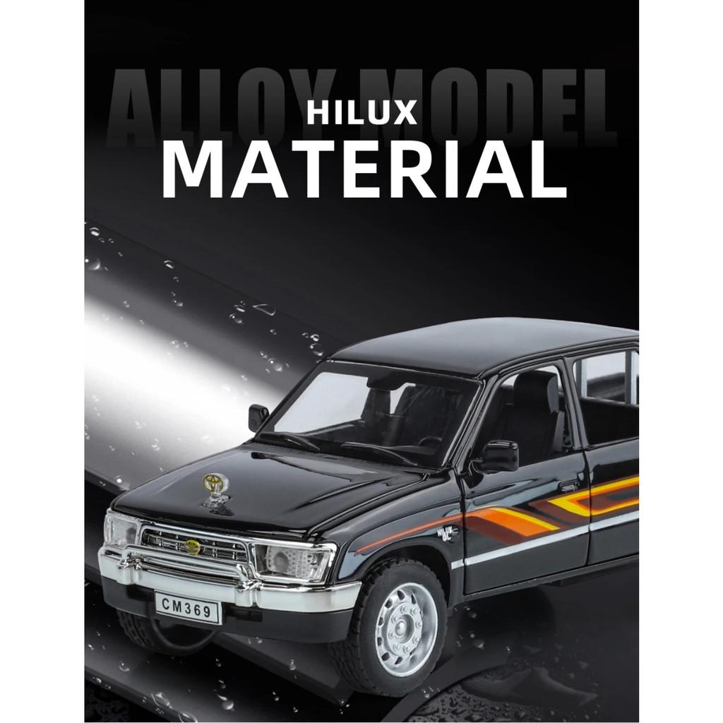 1/32 Toyota Hilux Off Road Pikap Kamyonet Alaşım Metal Diecast Model Araç Minyatür Sesli ve Işıklı Koleksiyon Hediye Çocuk Oyuncak