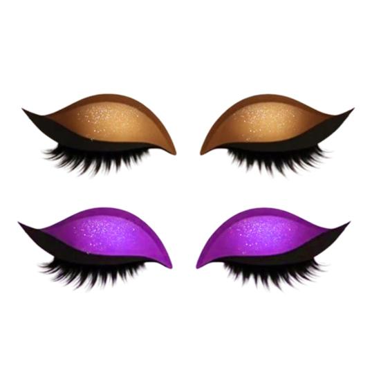 2 Pairs Lazy Eye Shadow Eyelash Patch 2-in-1 Eyeshadow Eyelashes Makeup Stickers Reusable Eye Makeup Stickers with False Lashes Shadow
