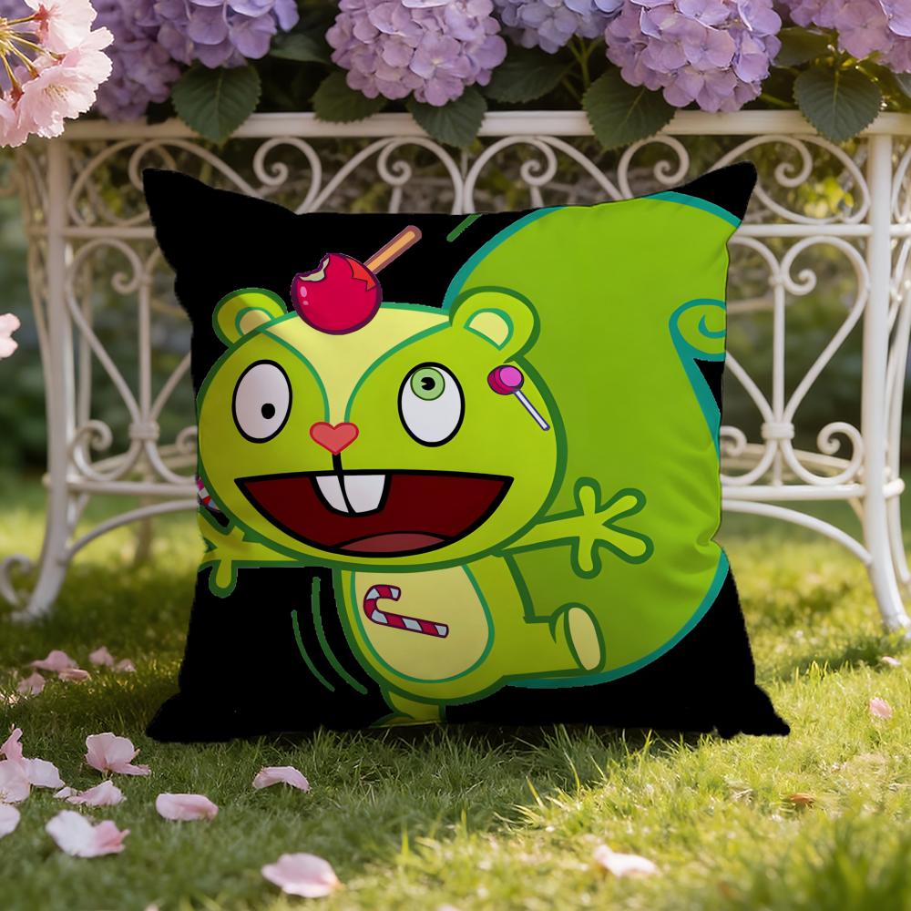 Anime H-Happy Tree F-Friends Cushion Cover Home & Car Dual-Scene Pillow Cover: Reversible for Premium Comfort