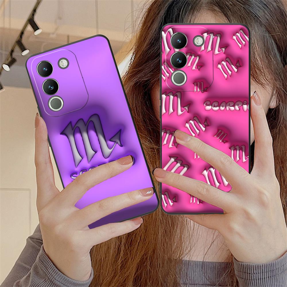Zodiac Sign Scorpio Phone Case for VIVO V60 V50 V40 V30 V29 V27 V25 V23 Pro Lite 5G Soft TPU Shockproof Cover