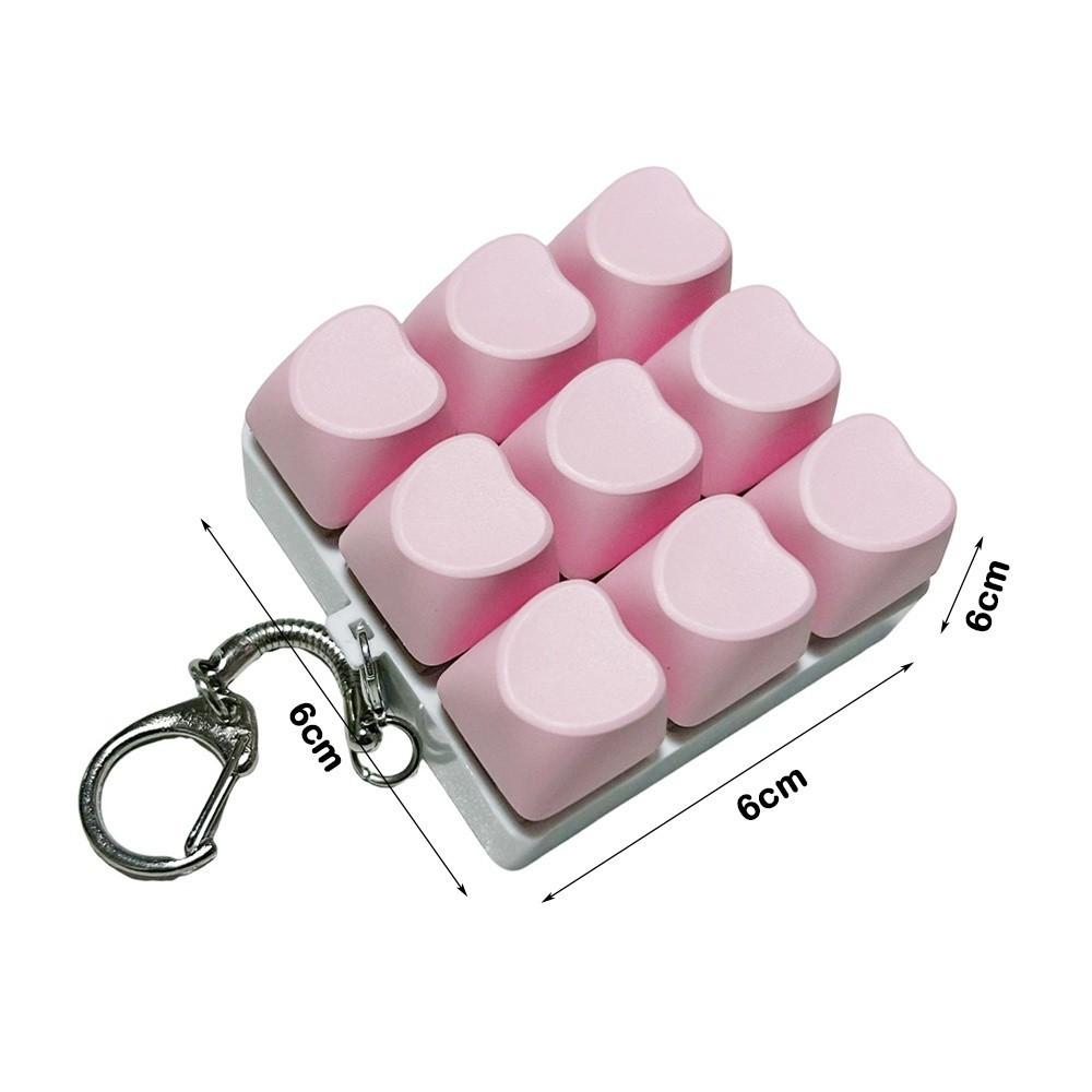 Heart-shaped 9-Key Fidget: Mechanical Switch Clicker Toy, ASMR Tactile Stress Relief, Desktop Switch Tester Keychain, No LED