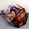 Halloween Pumpkin with Witch Hat Stained WindowUmbrella, Portable 3-Fold Compact Umbrella,Christmas Gift ES458