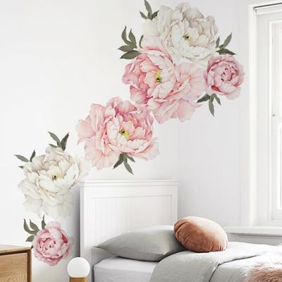 Flor de Peonía Pegatina de Pared de PVC Bricolaje Decoración de Calcomanías para Hogar Sala de Estar Dormitorio