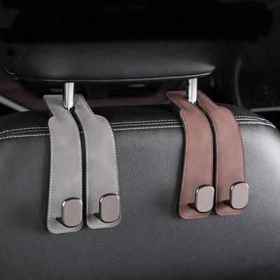 Premium Süet Sarılı Araba Baş Desteği Kancası - Evrensel Araba Uyumluluğu için ABS Kancalı Katlanabilir Tasarım