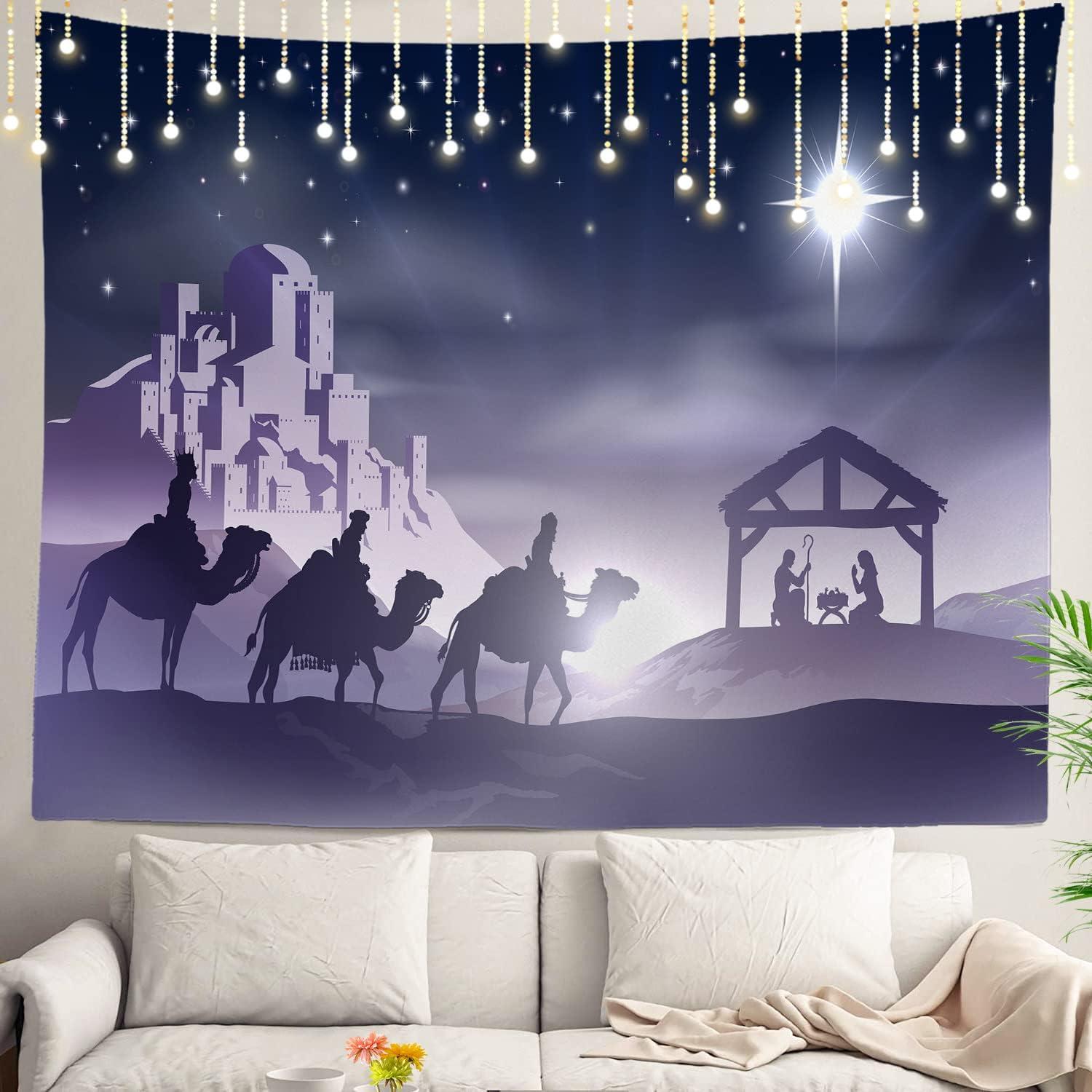 Tapestry shrahala Christian wall three wise men 75x100 чёрный