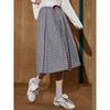 Coolhut2025 Autum Women's Fashionable Plaid Pleated Skirt Elastic Waist Lace Skirt
