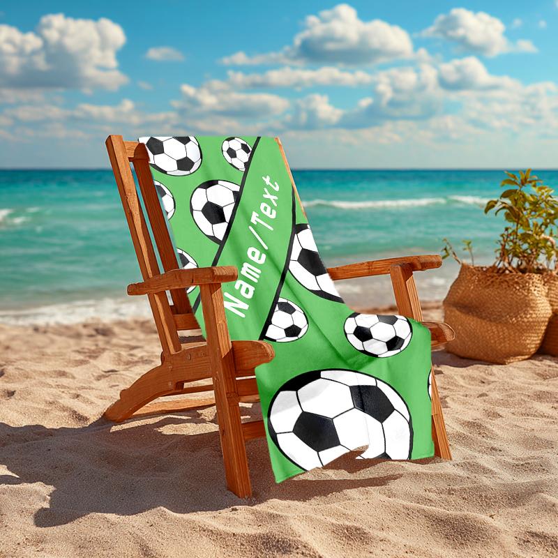 1PC Custom Name Soccer Ball Beach Towel Highly Absorbent And Sand-Resistant Towel for Swimming, Pool, Yoga, And Travel Lightweight