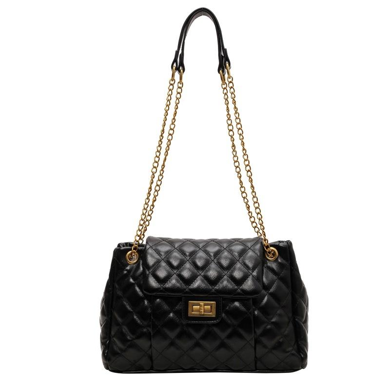 Sac à chaîne losange pour femme, grande capacité, nouvelle mode automne et hiver, sac à bandoulière messager, texture, sac de navette
