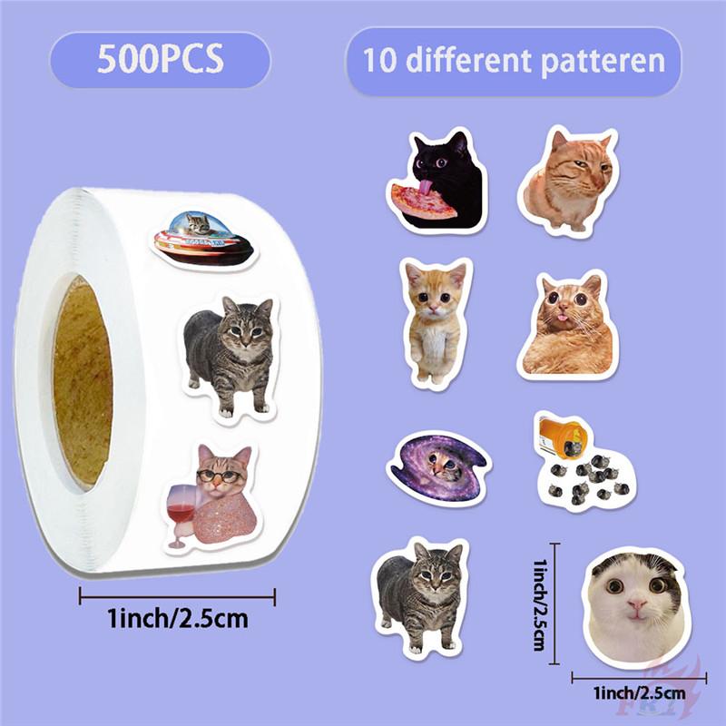 500Pcs/Roll Q Internet Celebrity Cats Kids Rewards Stickers - DIY Scrapbooks Album Decor Sealing Label Decals