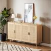 158CM Elegant and Functional 4-Door Rattan Decorative Storage Cabinet,for Bedroom,Living Room,Office