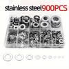 900-Piece 304 Stainless Steel Flat Washer Set M2-M12