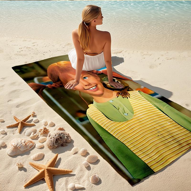 1Pc Girl Monkey Friend Beach Towel, Quick Dry, Multi-Use for Beach Pool Gym Yoga Home Travel, Christmas, Halloween, Xmas Gift M929389