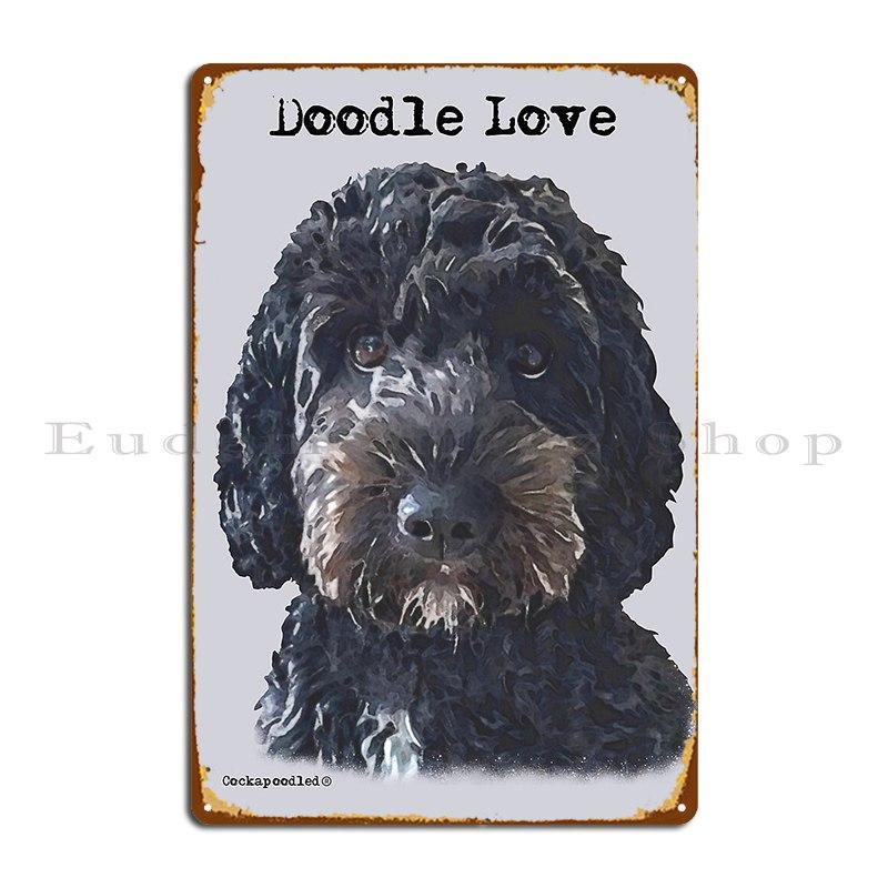 Black Doodle Dog Metal Signs Cave Personalized Club Club Bar Design Tin Sign Poster 20x30cm