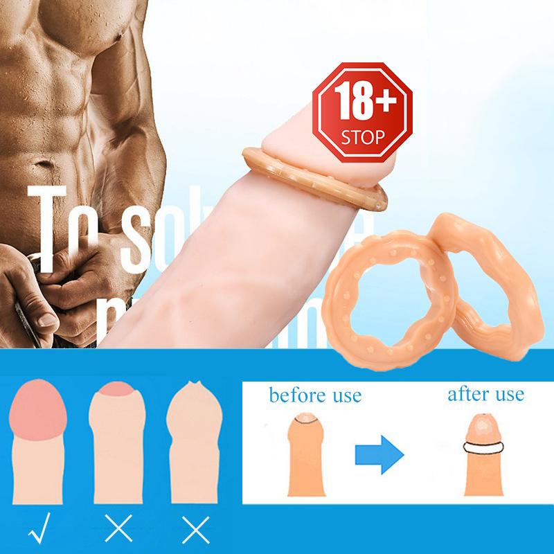 1/2 pièces anneau de résistance correcteur de prépuce masculin anneaux de pénis en Silicone retardent l'éjaculation jouets sexuels pour adultes pour hommes anneau de coq quotidien/nuit