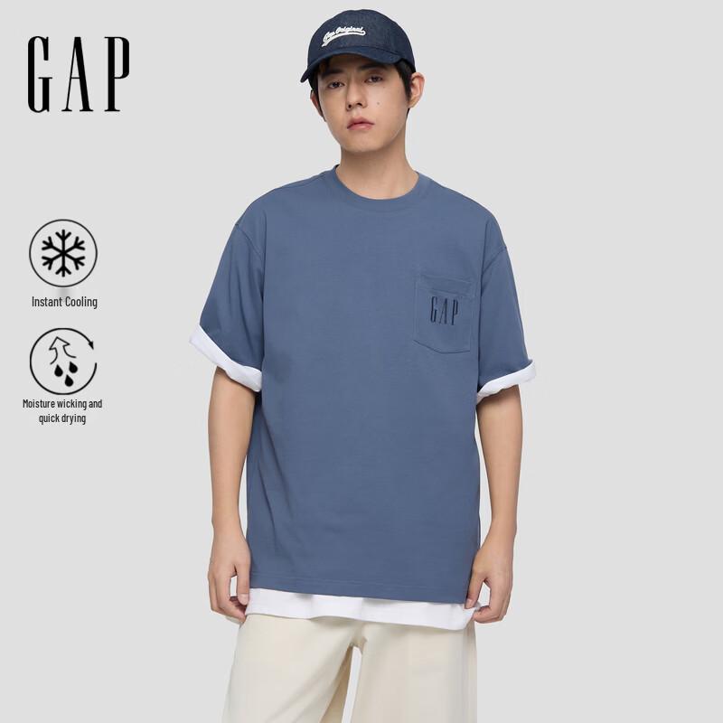 GAP Unisex Logo Print Pocket Loose Short Sleeve T-Shirt