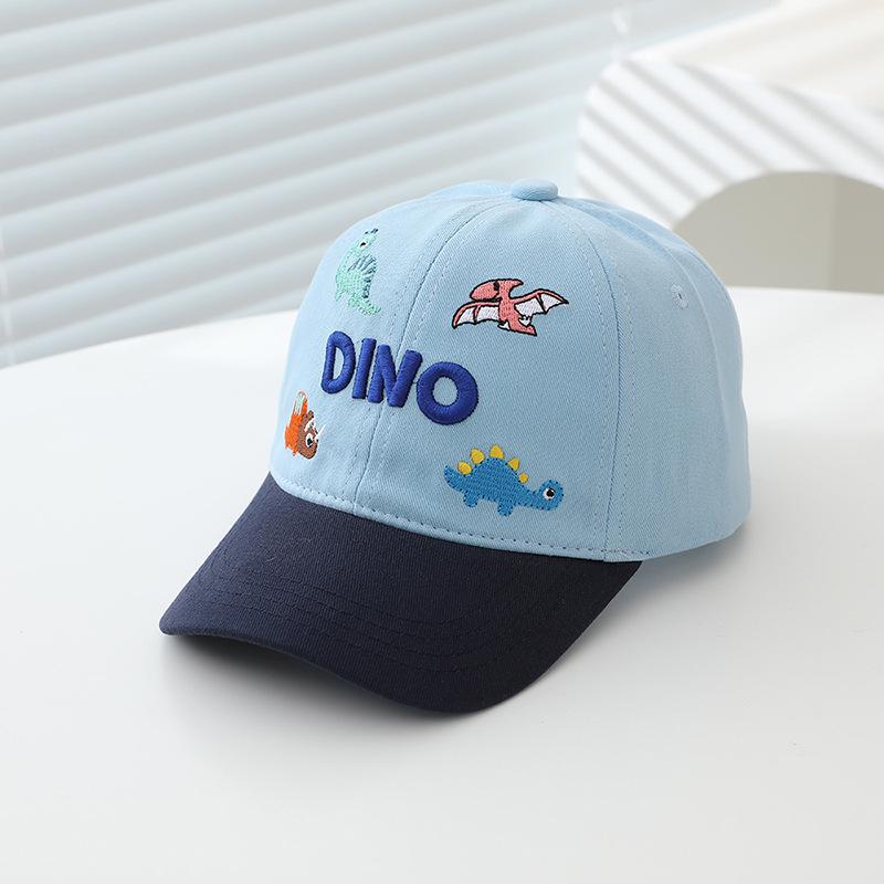 Korean Style Children's Embroidered Dino Baseball Cap – Spring New Arrival, Sun Protection for Boys & Girls.