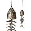 1pcs Vintage Wind Chime with Fishbone Design Metal Ornament Bells for Door Decoration Garden & Home Gift Handmade Hanging Decor