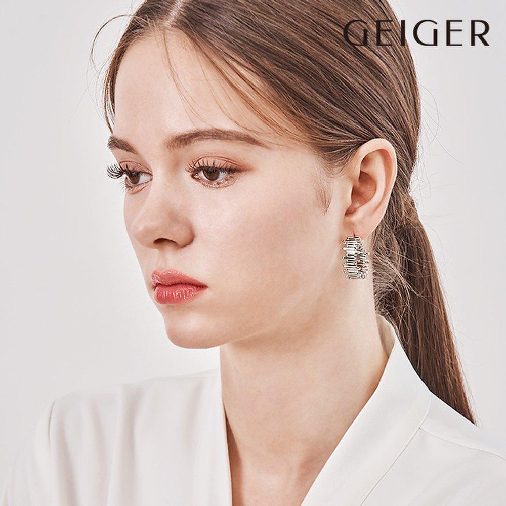 Silver Oversized Line Ring Earrings Gisvee150