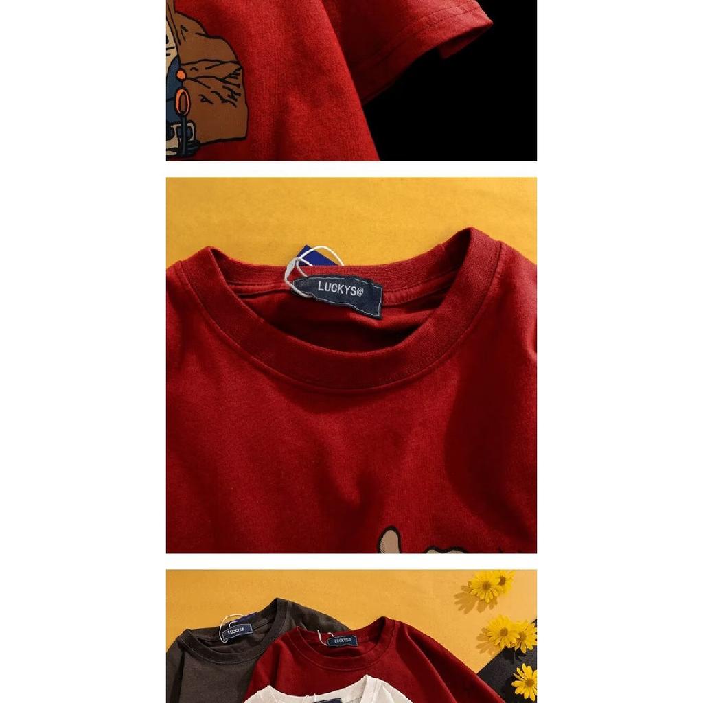 Men'S Trendy Letter Round Neck Printed Short Sleeved T-Shirt For Summer Ins Loose Casual Top