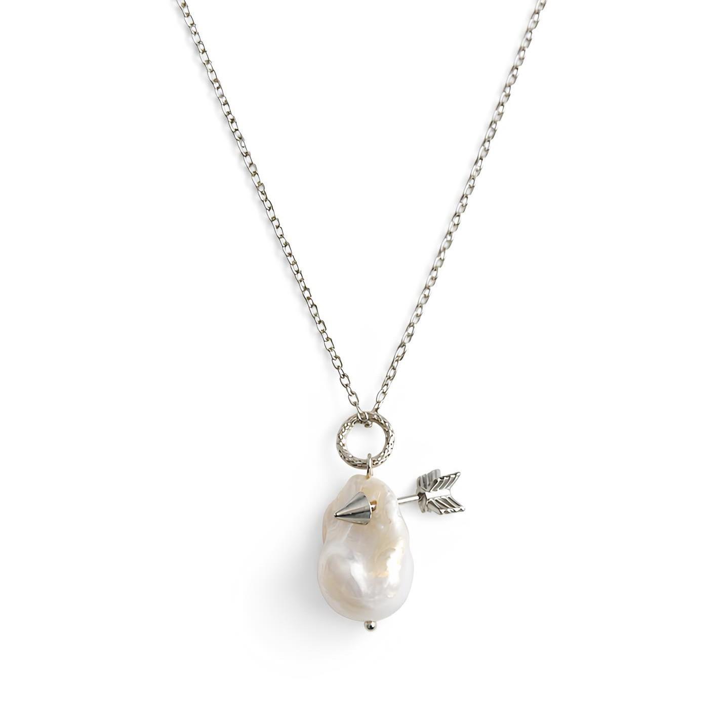 

Irregular Alien Pearl Personality Baroque Spike Metal Design Styling Necklace Gift