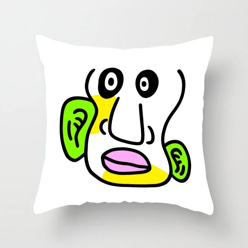 Abstract Emoticon Pattern Pillowcase Car Ornaments Office Living Room Home Pillowcase