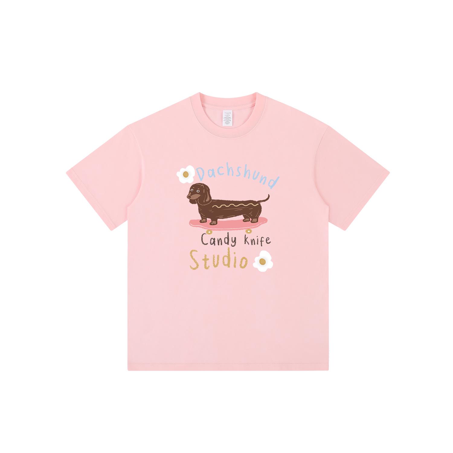 

Unisex Japanese Street Style Puppy Print Retro Loose Fit T-Shirt Small