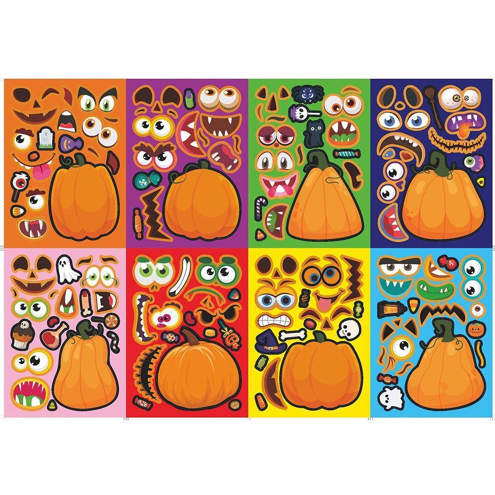 16pcs Make Your Own Pumpkin Puzzle Stickers Cartoon Kids Assemble Jigsaw  Kids Educational Game