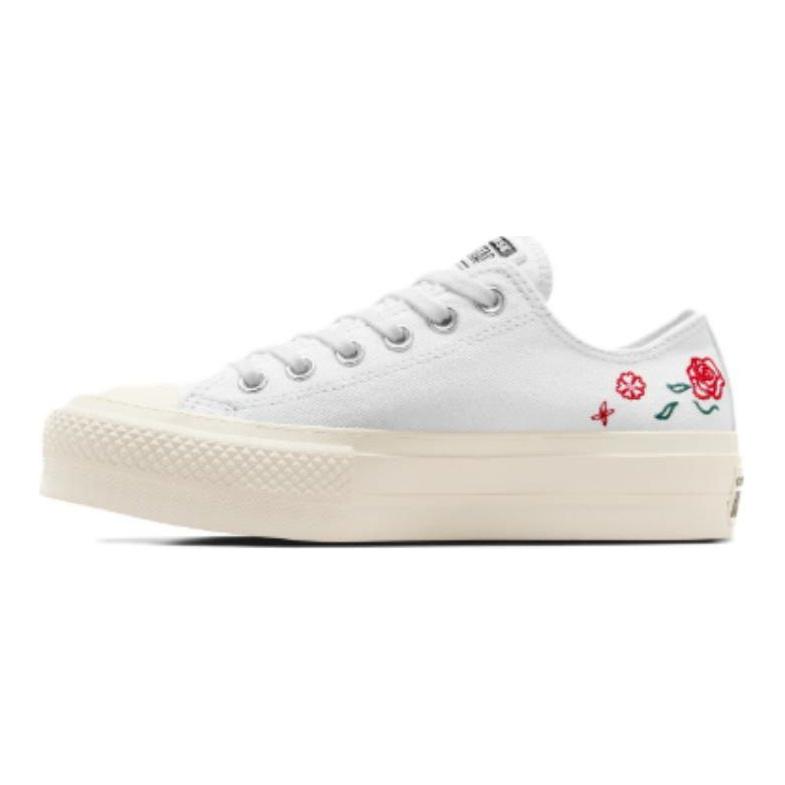 Converse Chuck Taylor All Star Lift Platform Low Summer Embroidery Women Sneakers White Egret Oops-Pink A10822C