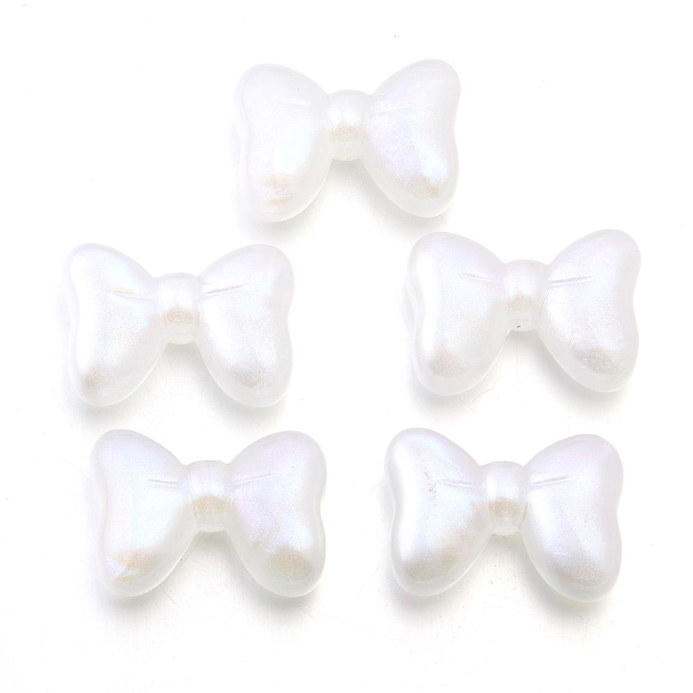 5Pcs Candy Color Bow Acrylic Beads Charms Cute Cream Color Bowknot Loose Beads for Bracelet Necklace Jewelry Making Accessories
