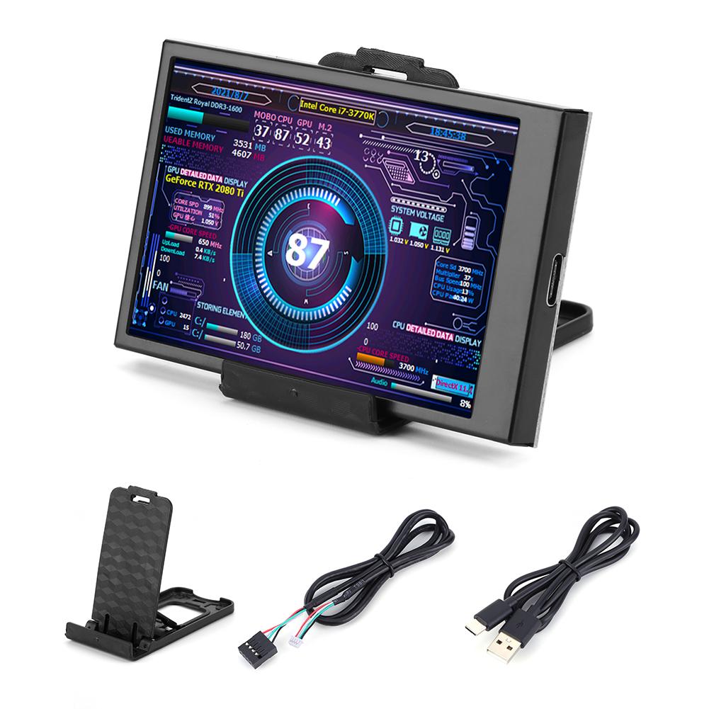 3.5inch Second Monitor Drive Free IPS Display Monitor Dual Type-C Interface AIDA64 320x480 for PC Computers/mini ITX Chassis/CPU