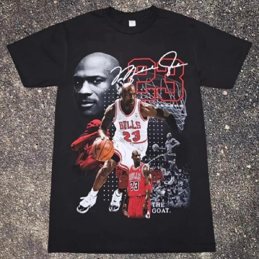 2025 American MJ The Goat Basketball Graphic T-Shirt Men's Women's T-Shirt Summer Vintage Fashion Streetwear Harajuku Top