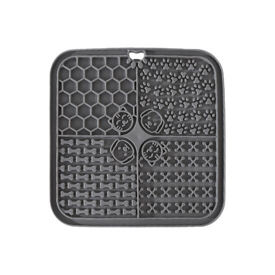 

Коврик для вылизывания домашних животных с присосками. Медленное кормление. Выработка хороших привычек в еде. Снятие скуки. Коврик для дозатора лакомств для собак. серый