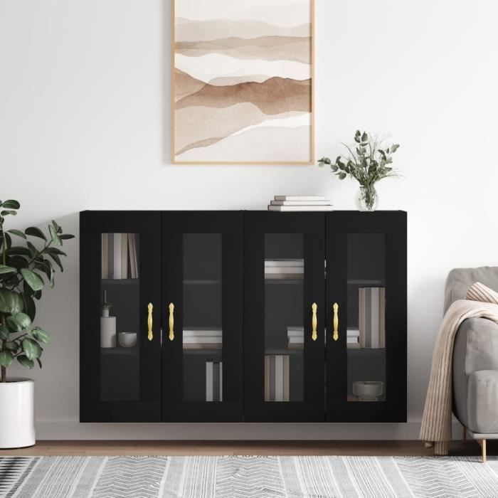 VidaXL Armoires murales 2 pcs noir bois d'ingénierie 3197922