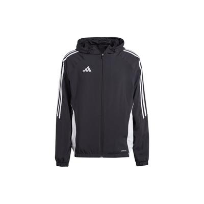 Üç Şerit Tasarımlı Tiro 24 Rüzgarlık Uzun Kollu Kapüşonlu Ceket Erkek Dış Giyim Siyah IM8806