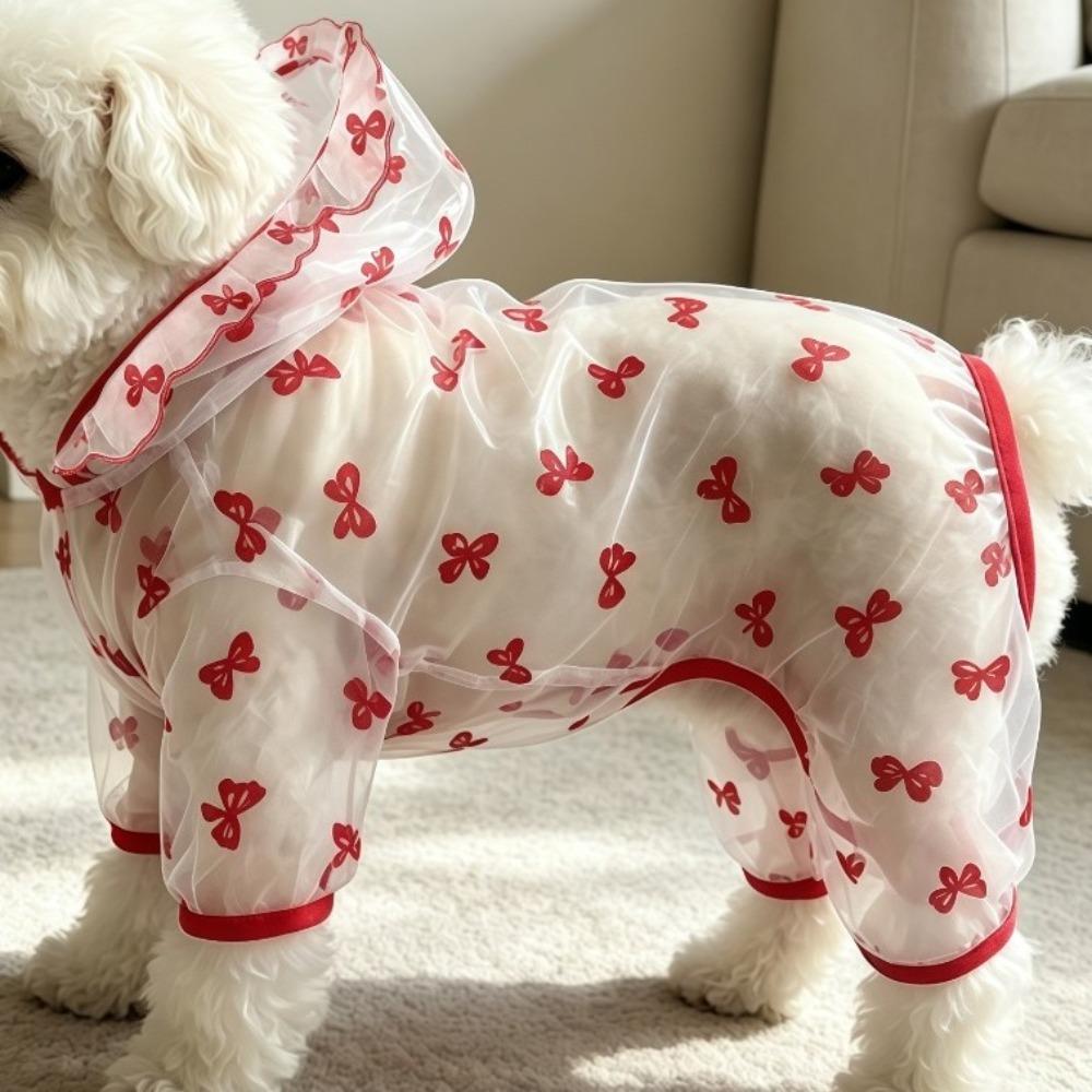 Thin Breathable Dog Sunscreen Clothes Butterfly Pattern Dog Cooling Jumpsuit  Summer Season