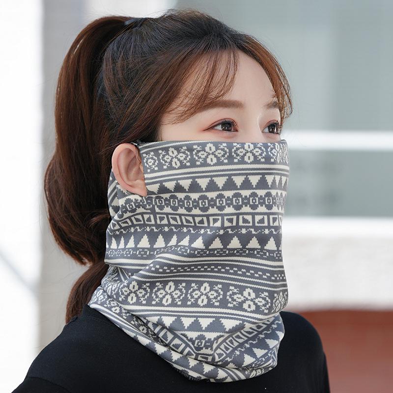 Women's Autumn & Winter Plush Face Mask Neck Protector: Windproof, Warm, and Versatile Scarf Set for Outdoor Cycling