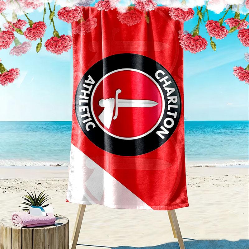 Charlton Athletic FC Tryckt Strandhandduk, Stor Mjuk Snabbtorkande Handduk för Strand Camping Simning