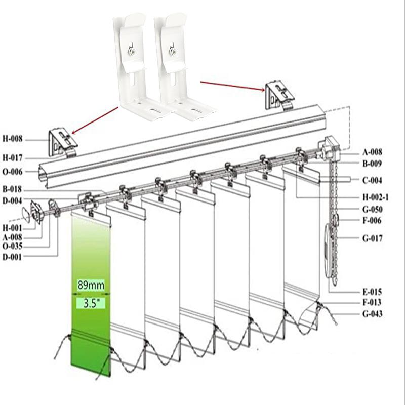 2 Sets L Beugel 4 Stuks 4" Lengte Witte Kleur Voor Verticale Jaloezieën Met Bovenrail Breedte 1-1/2" 38Mm Buitenmontage Beugel Clips