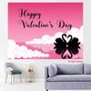 Romantic Swan Valentine Tapestry, Pink Sunset Sky with Heart-Shaped Swan Silhouettes, Sweet Romantic Wall Art